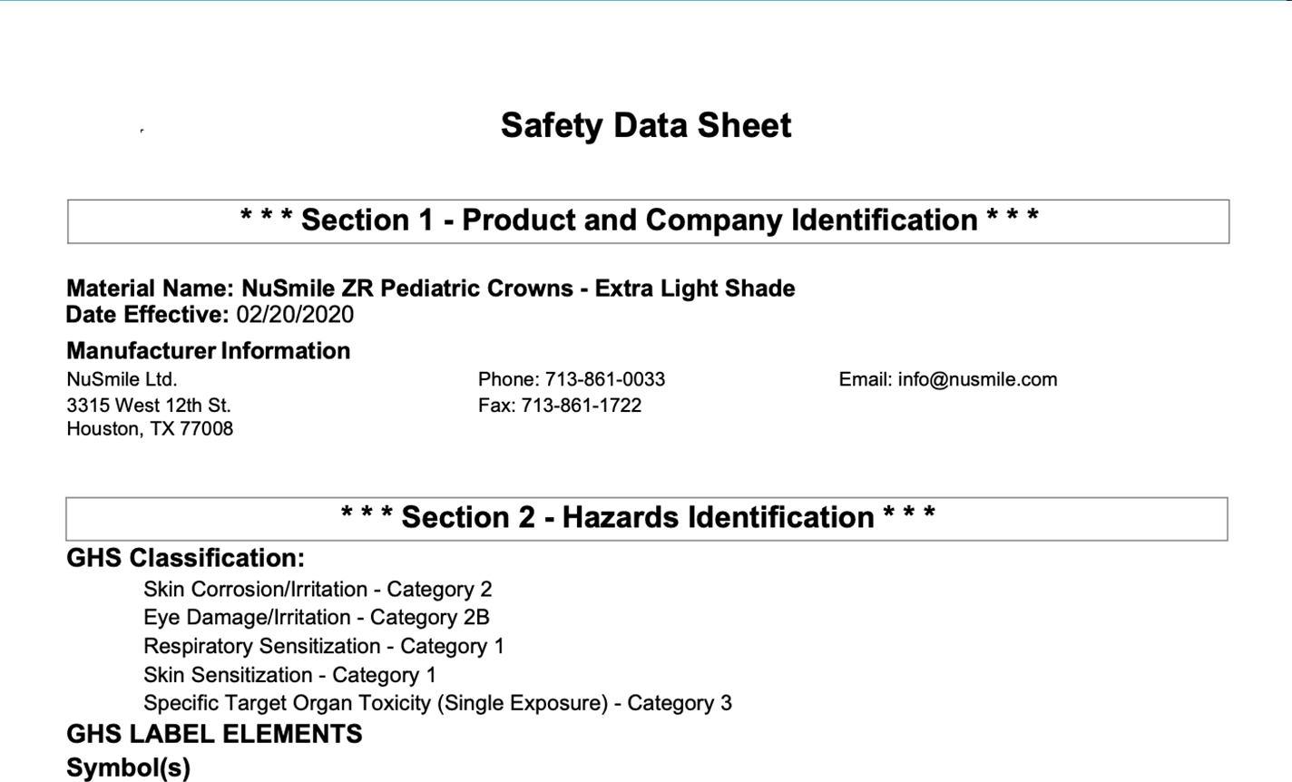 ZR Safety Data Sheet - Extra Light